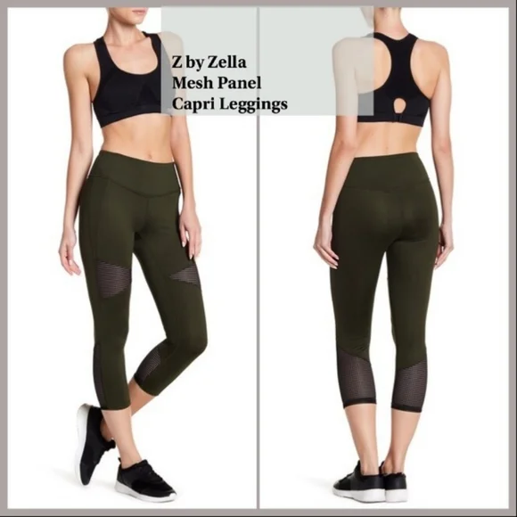 Zella, Pants & Jumpsuits, Z By Zella Cut Out Mesh Capri Leggings Yoga  Pants Black Xs